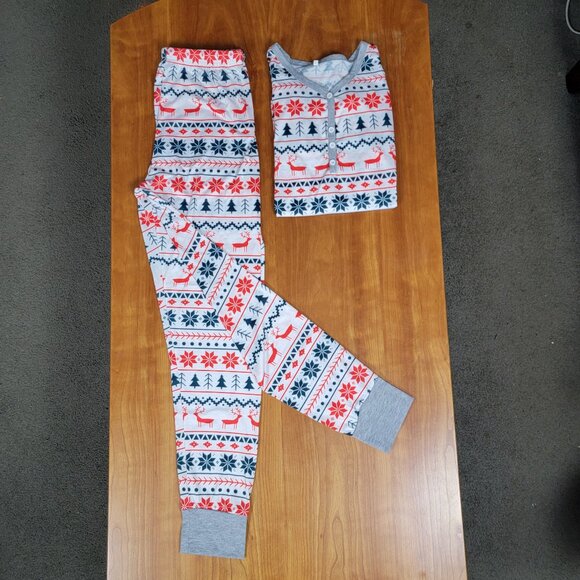 Women's 2 Pc Holiday Henley Pajama Sleep Jogger Set Reindeer Tree Star - M - Picture 5 of 9